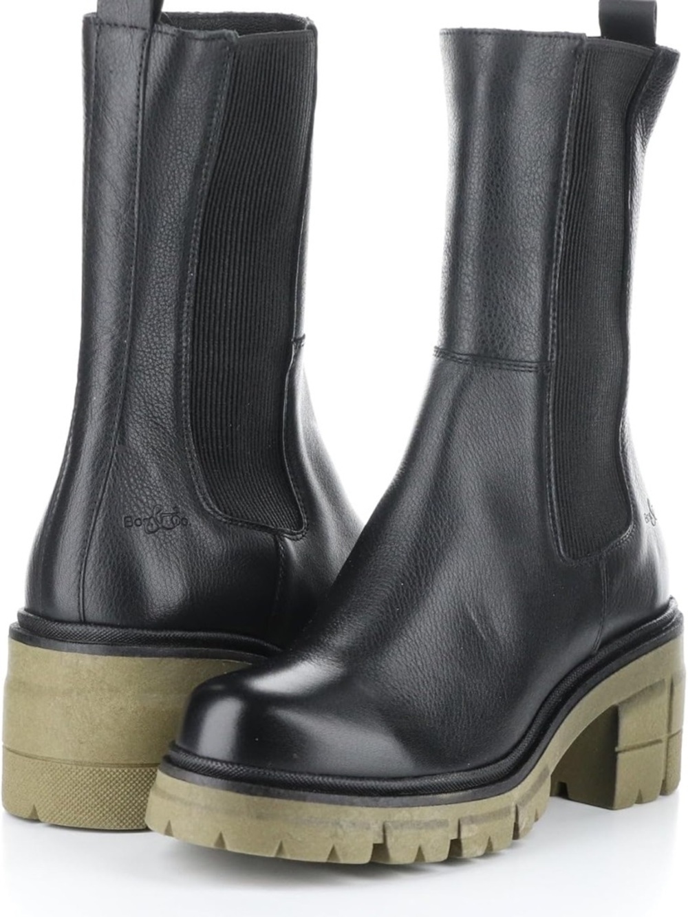 Bos. & Co. Black Leather Lug-Sole Chelsea Boots